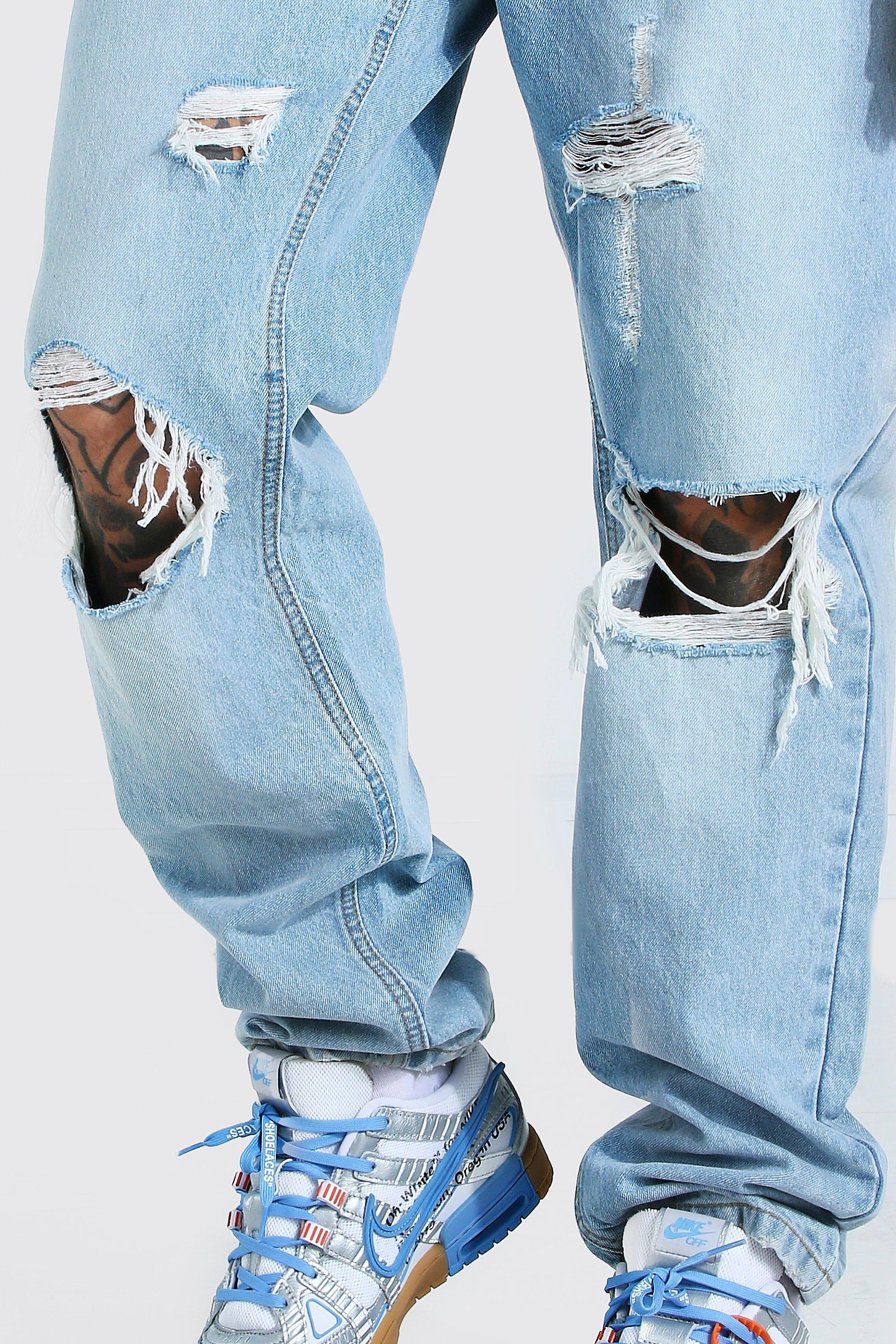 Men's ripped hot sale relaxed fit jeans